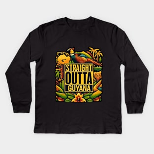 Straight Outta Guyana Kids Long Sleeve T-Shirt